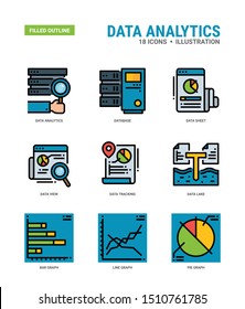 Data Analytics Vector icons for web design, book, magazine, poster, ads, app, etc.