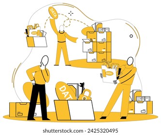 Data analytics vector illustration. Research and marketing blossom under nurturing care data analytics Statistics become vibrant storytellers in hands adept data analytics professionals