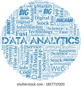 Data Analytics vector word cloud, made with text only.