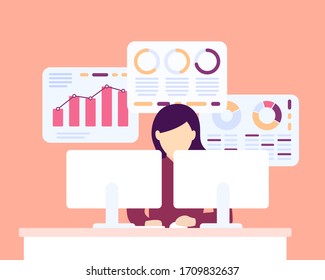 data analytics, woman working with business data