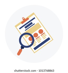 Data analyzing flat icon on white background