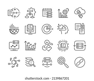 Data Analyzing Icons - Vector Line. Editable Stroke. 