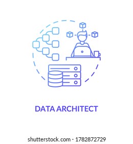 Data Architect Blu Gradient Concept Icon. IT Expert. Engineer To Manage Big Data. Company Information Storage System Idea Thin Line Illustration. Vector Isolated Outline RGB Color Drawing