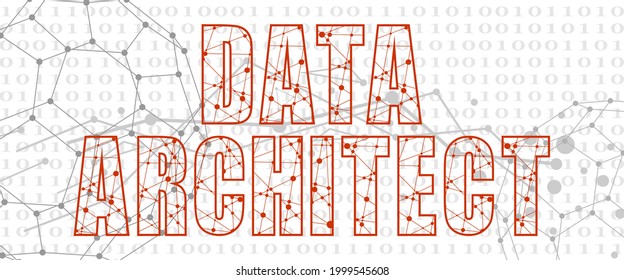 Data architect text. Lines with dots connected style