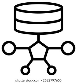 Data architecture icon Black and white outline vector
