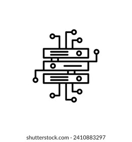 Data architecture vector line icon illustration.