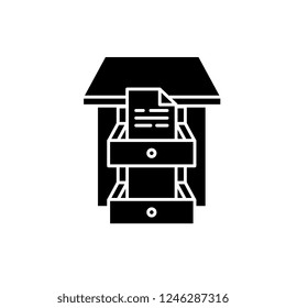 Data archive black icon, concept vector sign on isolated background. Data archive illustration, symbol