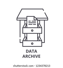 Data archive line icon concept. Data archive vector linear illustration, symbol, sign