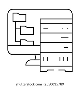 arquivamento de dados ícone da linha do banco de dados vetor. arquivamento de dados sinal do banco de dados. símbolo de contorno isolado ilustração em preto