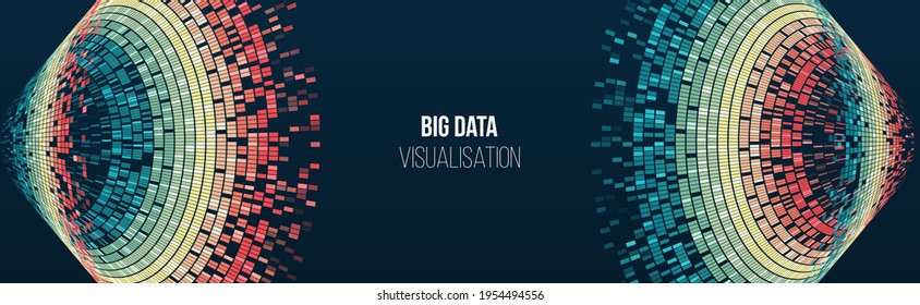 Visuelles Datenarray-Konzept. Big Data Connection Komplex. Visualisierung großer Big Data. Maschineller Lernalgorithmus für Informationsfilter und Analytik. Abstrakter Hintergrund mit Quadrat-Array.