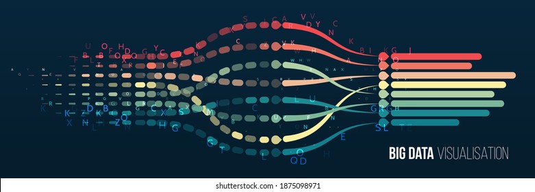 Data array visual concept for website. Big data connection complex. Big data visualization banner. Abstract background with lines array and binary code. Connection structure.