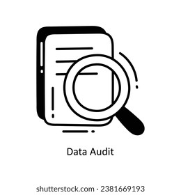 Icono de diseño del doodle de auditoría de datos. Símbolo de red sobre archivo EPS 10 de fondo blanco