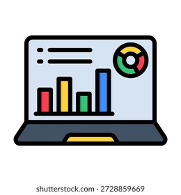 Ícone de aumento de dados Cor linear Estilo Vetor Ilustração