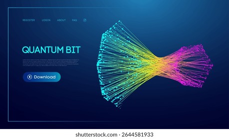 Data background with AI and artificial quantum science concept for modern tech. Abstract line technology in a digital network. Futuristic vector design with cyber flow.