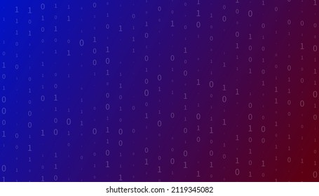 Data background with one and zero. Digital vector futuristic illustration, Digital code, binary matrix. Computer screen, software concept