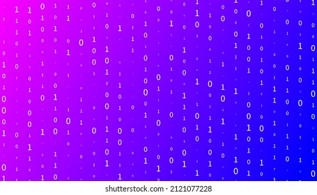 Data background with one and zero. Digital vector futuristic illustration, Digital code, binary matrix. Computer screen, software concept