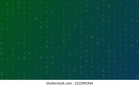 Data background with one and zero. Digital vector futuristic illustration, Digital code, binary matrix. Computer screen, software concept