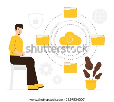 Data backup concept cloud storage vector illustration