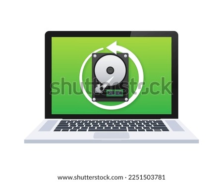 Data Backup. Database restore. Data recovery. Vector stock illustration.