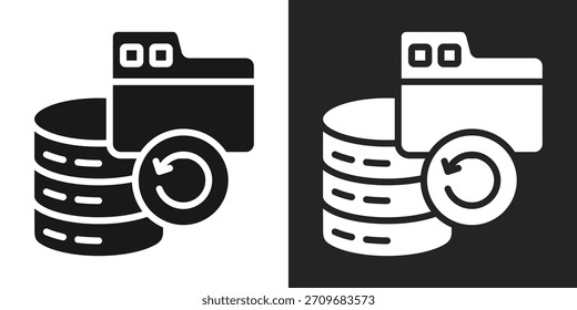 Icono De Copia De Seguridad De Datos En Blanco Y Negro Estilo Glifo