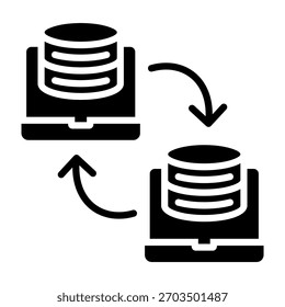 Data Backup Icon Glyph Style Vector Illustration