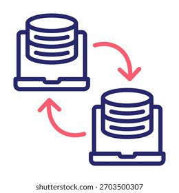Ilustración vectorial de estilo de color de línea de icono de copia de seguridad de datos