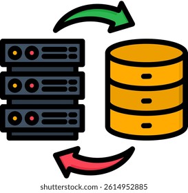 Data Backup Icon Lineal Color Vector Illustration