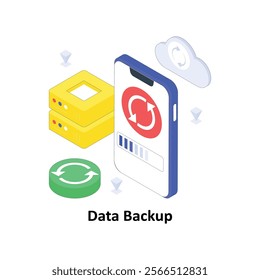 Data Backup isometric Colored illustration. EPS File stock illustration