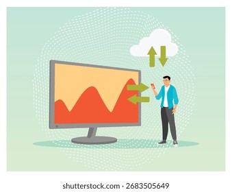 Data backup and recovery concept. Backing up data on a computer represents cyber security practices and information security.