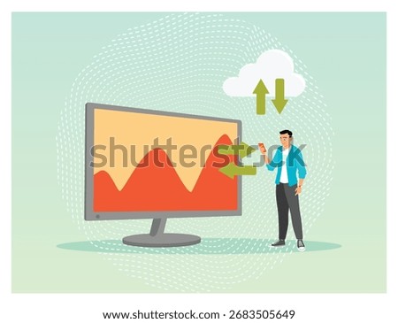 Data backup and recovery concept. Backing up data on a computer represents cyber security practices and information security.