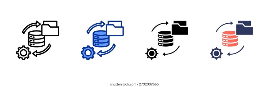ícone Serviço de Backup de Dados definir coleção de vários estilos