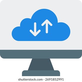 Ilustração vetorial de backup de dados, conceito de proteção de informações e armazenamento em nuvem, projeto de recuperação de sistema seguro. Ícone Simples