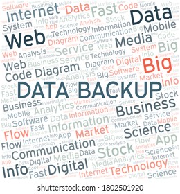 Data Backup vector word cloud, made with text only.