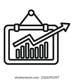 Vector de contorno de icono de banner de datos. Negocios digitales. Finanzas informáticas