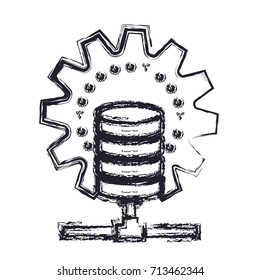 data base center icon in blurred silhouette vector illustration