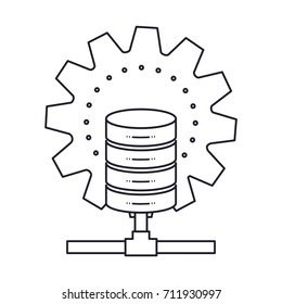 data base center monochrome silhouette on white background vector illustration