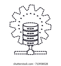 data base center monochrome silhouette dotted vector illustration