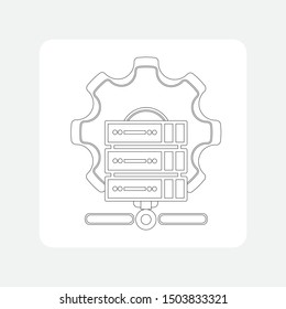 Data base center silhouette on white background