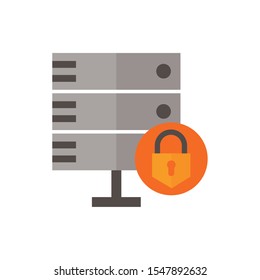 Data base and padlock design, Security system warning protection danger web and alert theme Vector illustration