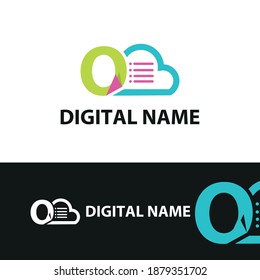 Data base storage initial letter O logo concept with cloud and document paper for technology concept logotype