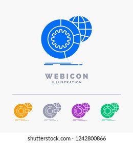 data, big data, analysis, globe, services 5 Color Glyph Web Icon Template isolated on white. Vector illustration