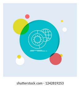 data, big data, analysis, globe, services White Line Icon colorful Circle Background