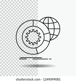data, big data, analysis, globe, services Line Icon on Transparent Background. Black Icon Vector Illustration