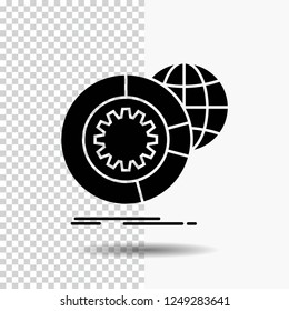 data, big data, analysis, globe, services Glyph Icon on Transparent Background. Black Icon