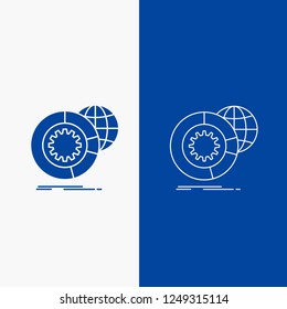 data, big data, analysis, globe, services Line and Glyph web Button in Blue color Vertical Banner for UI and UX, website or mobile application