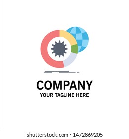 data, big data, analysis, globe, services Flat Color Icon Vector