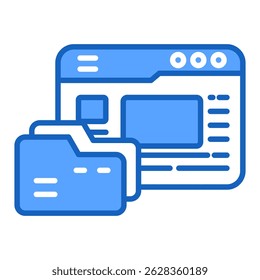 Data blue color icon. Simple vector icon design in blue color style. Editable vector format