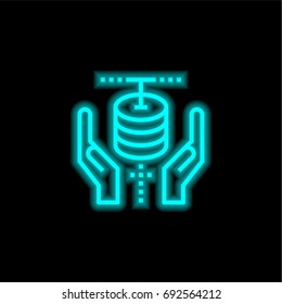 Data blue glowing neon ui ux icon. Glowing sign logo vector