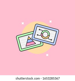 Data Board Business Chart Presentation Vector Icon. Cartoon Vector Flat Illustration. Flat Style Suitable for Web Landing Page, Banner, Flyer, Sticker, Wallpaper, Background