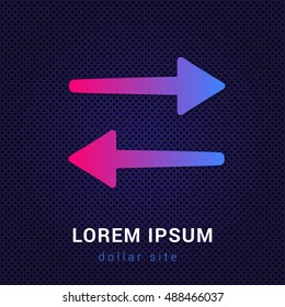 Data in Both Directions Blue & Red colorful gradient attractive bright material Icon / Logo Design